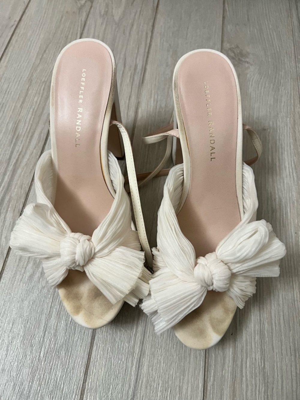 Loeffler Randall Emelia Platform Ivory Bow Slingback Heels